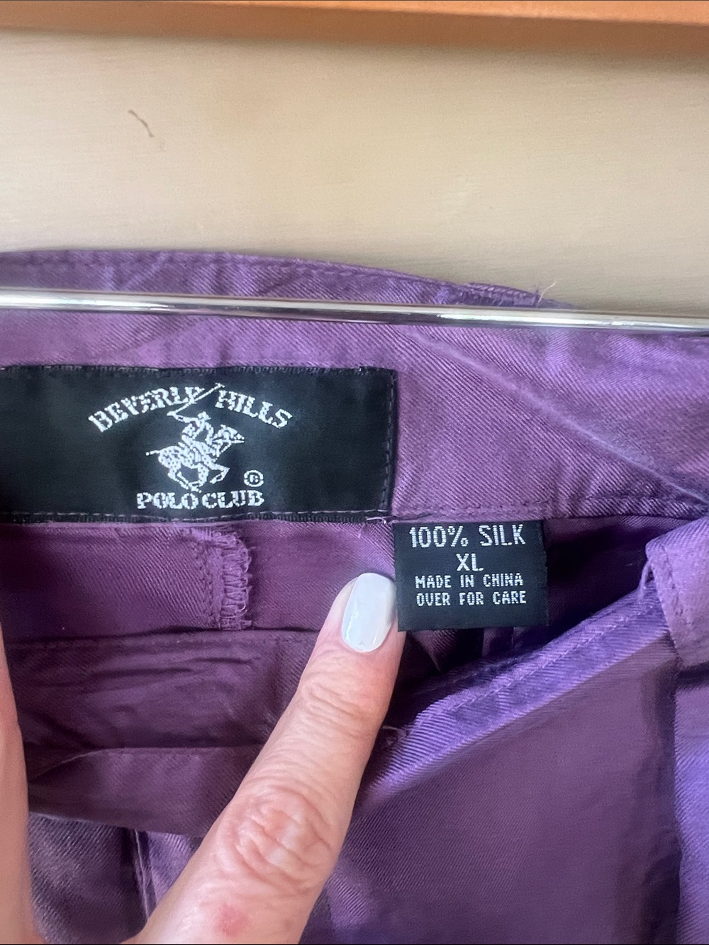 Beverly Hills Polo Club Silk Purple Pleated Front Shorts XL Preppy Vtg - Picture 3 of 7